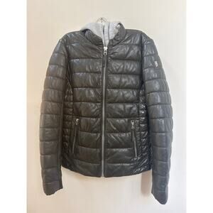 Mauritius Robin Brown Lambs Leather Jacket Zip Out Sweatshirt Hood Size 8